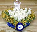 9 adet beyaz gül oyuncak  Balıkesir internetten çiçek siparişi 