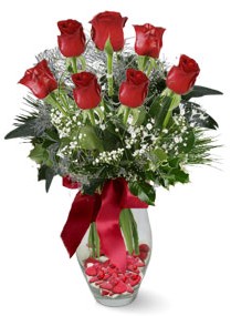 7 adet vazoda gül  Balıkesir internetten çiçek satışı  kirmizi gül