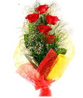 5 li kırmızı gül buketi  Balıkesir internetten çiçek satışı 