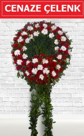 Kırmızı Beyaz Çelenk Cenaze çiçeği  Balıkesir İnternetten çiçek siparişi 
